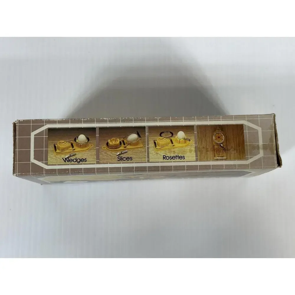 Vtg Yellow 3 In 1 Egg Machine Wedge Slicer Rosette Hong Kong Never‎ Used MCM